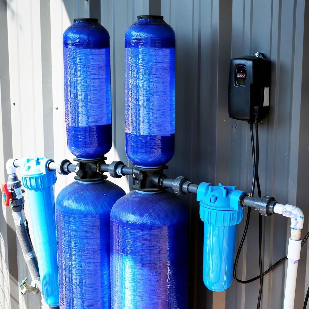 water softener installed outdoors