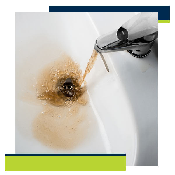 hard water contamination showing red water