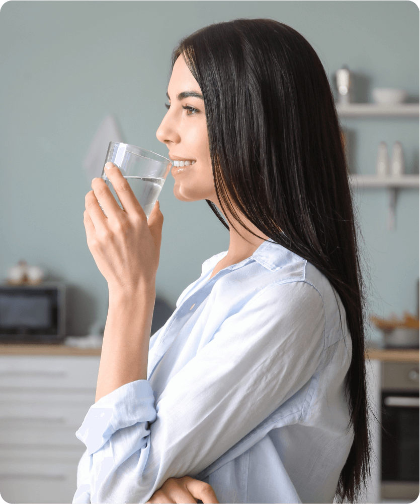 Lady drinking clean filtered water
