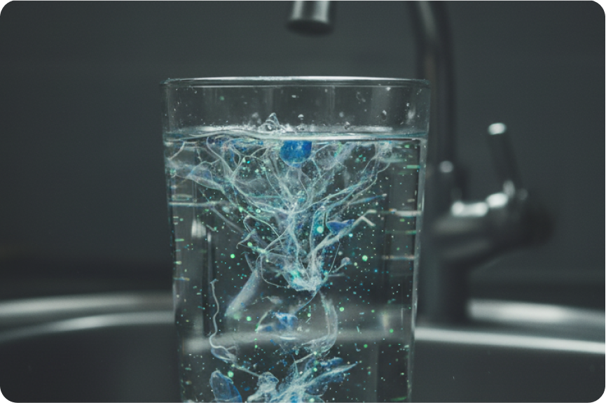 Glass of water polluted with PFAS