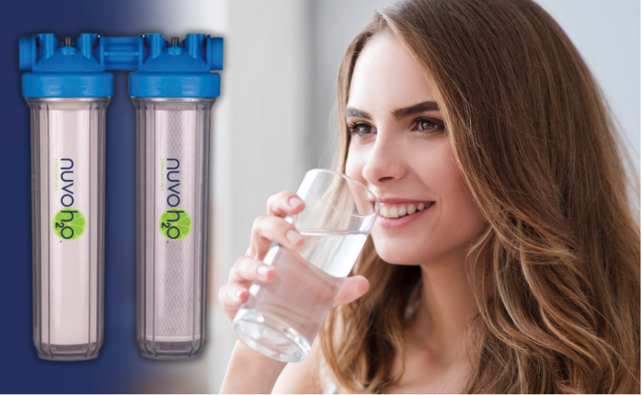 Lady drinking from clean filtered water