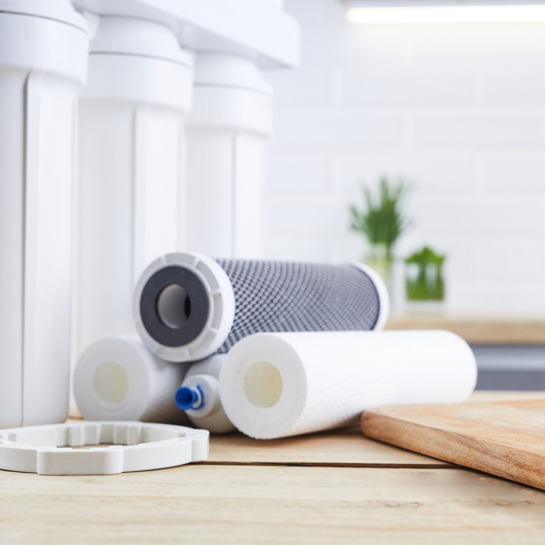 Water filters sitting on a counter